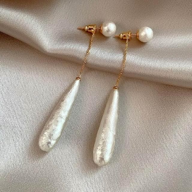 耳環法式優雅美學~紋理水滴珍珠耳環女小眾設計高級感兩戴式耳釘耳飾耳環耳釘耳飾女生耳環法式耳環流行百搭耳釘生日禮物貼耳耳環