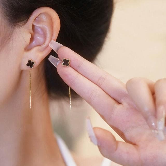 耳環四葉草耳線女輕奢時尚經典高級感長款耳釘精致百搭小眾耳飾潮飾品耳環耳釘耳飾女生耳環法式耳環流行百搭耳釘生日禮物貼耳耳環
