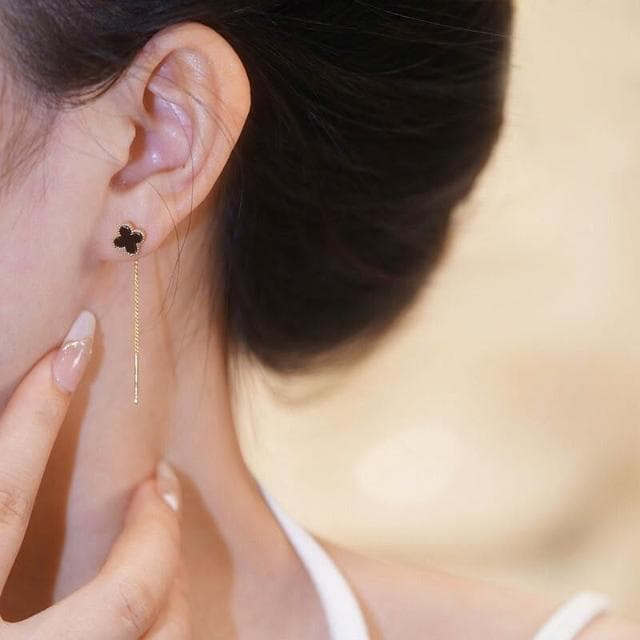 耳環四葉草耳線女輕奢時尚經典高級感長款耳釘精致百搭小眾耳飾潮飾品耳環耳釘耳飾女生耳環法式耳環流行百搭耳釘生日禮物貼耳耳環