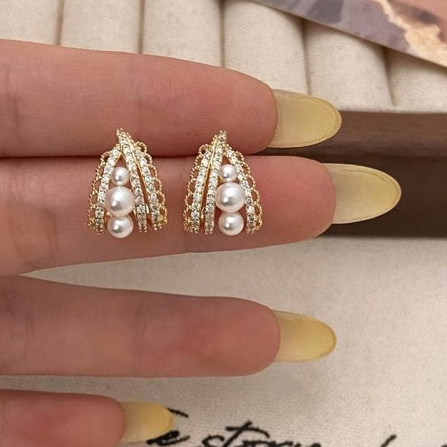 耳環珍珠耳環法式耳飾女輕奢氣質高級感耳釘網紅2025年新款耳環耳釘耳飾女生耳環法式耳環流行百搭耳釘生日禮物貼耳耳環