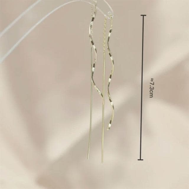 耳環簡約波浪長款流蘇耳線波浪形顯臉瘦螺旋耳環設計感氣質百搭耳墜女耳環耳釘耳飾女生耳環法式耳環流行百搭耳釘生日禮物貼耳耳環