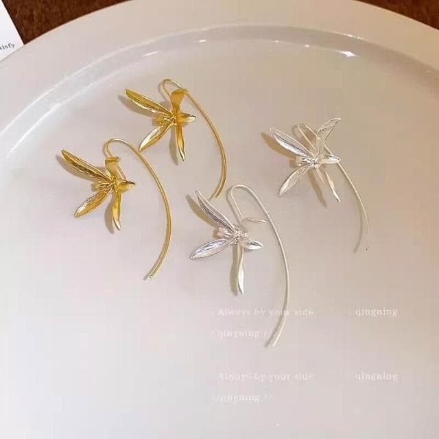 買一送一耳環鸢尾花耳環新款高級感輕奢耳鉤古風小眾獨特氣質耳飾 耳環耳釘耳飾女生耳環法式耳環流行百搭耳釘生日禮物貼耳耳環