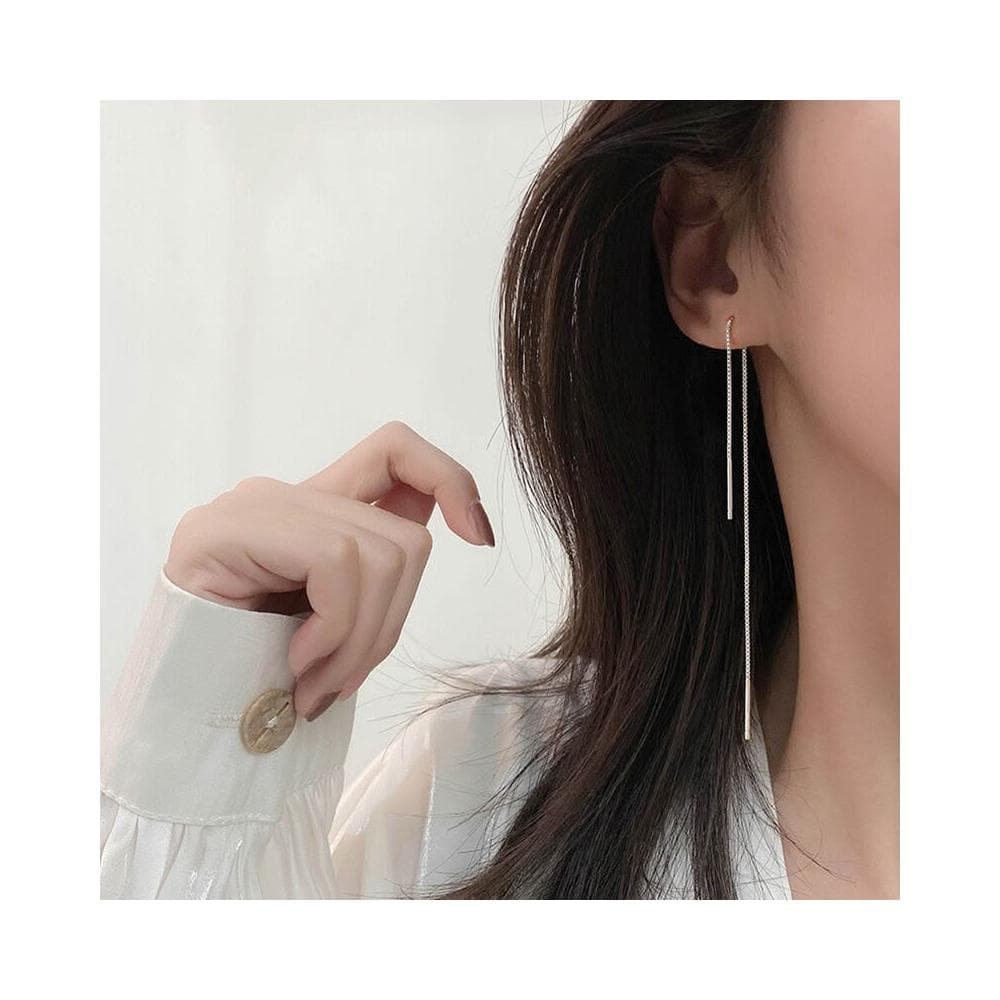 耳環純銀耳線女簡約款超長耳鏈日韓國氣質耳墜耳飾流蘇純銀耳飾 耳環耳釘耳飾女生耳環法式耳環流行百搭耳釘生日禮物貼耳耳環