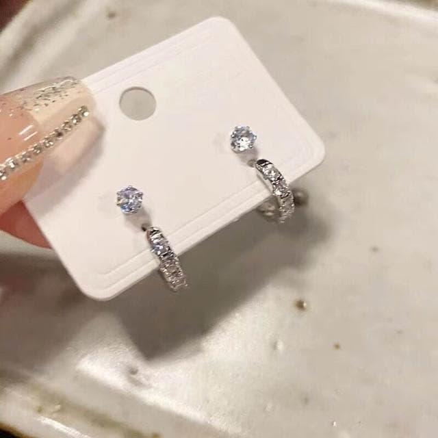 耳環新中式295锆石套裝耳環女簡約日常百搭耳簡約個性新款氣質耳釘耳環耳釘耳飾女生耳環法式耳環流行百搭耳釘生日禮物貼耳耳環