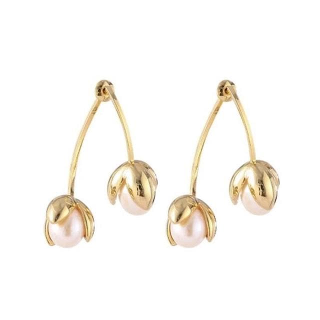 耳環女耳環ins簡約法式珍珠花朵交叉耳飾小眾設計花蕊氣質耳釘耳環耳環耳釘耳飾女生耳環法式耳環流行百搭耳釘生日禮物貼耳耳環