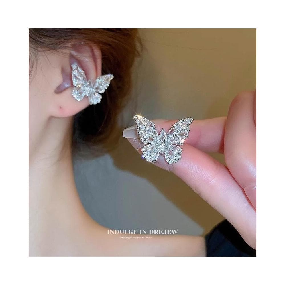 耳環蝴蝶耳骨夾女無耳洞耳環新款輕奢高級感精靈耳飾釘墜掛夏耳環耳釘耳飾女生耳環法式耳環流行百搭耳釘生日禮物貼耳耳環