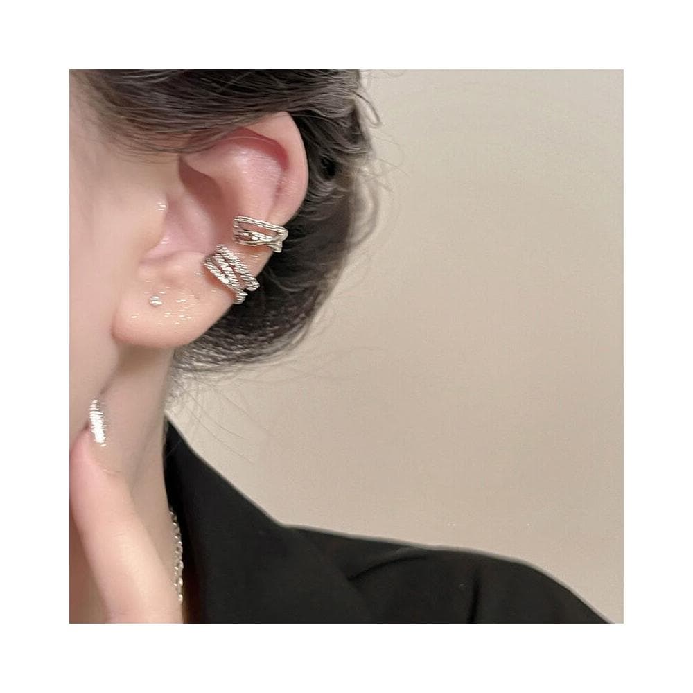 耳環冷淡風多層锆石耳骨夾輕奢高級感耳環新款無耳洞耳夾耳飾耳環耳釘耳飾女生耳環法式耳環流行百搭耳釘生日禮物貼耳耳環