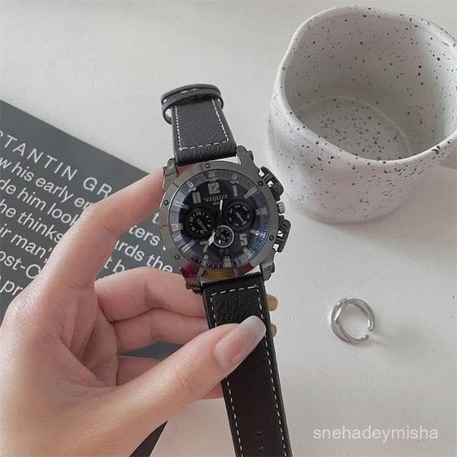 小李甄選  新款港風青少年學生手錶男款ins風高級感黑科技高級感手錶大錶盤