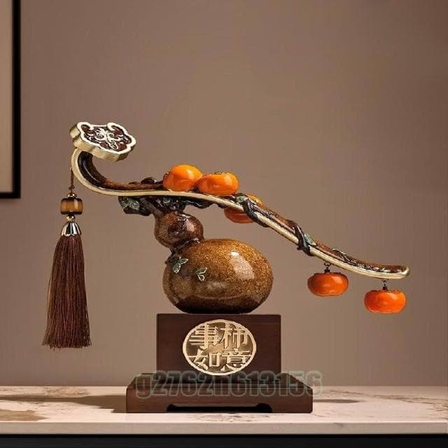 柿柿如意 柿子擺件 葫蘆客廳搬家禮物裝飾品 喬遷新居禮品 客廳玄關裝飾 喬遷風水擺件喬遷新居禮物