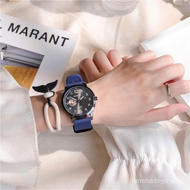 小李甄選  新款手錶男簡約輕奢硅膠帶學生手錶高級ins風時尚防水時尚石英錶