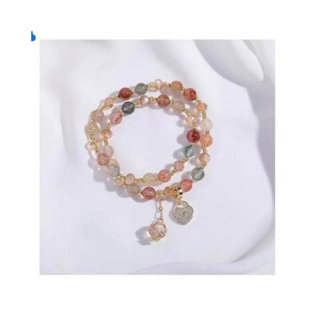 【開運堂】現貨🔥水晶手鍊🔥髮晶手鍊網紅設計簡約感復古氣質彩髮晶手鍊女愛心手串