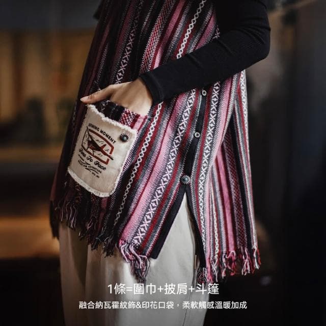 【馬登工裝】針織套頭無袖坎肩馬甲背心斗篷披護肩風圍巾脖外搭套女士秋冬