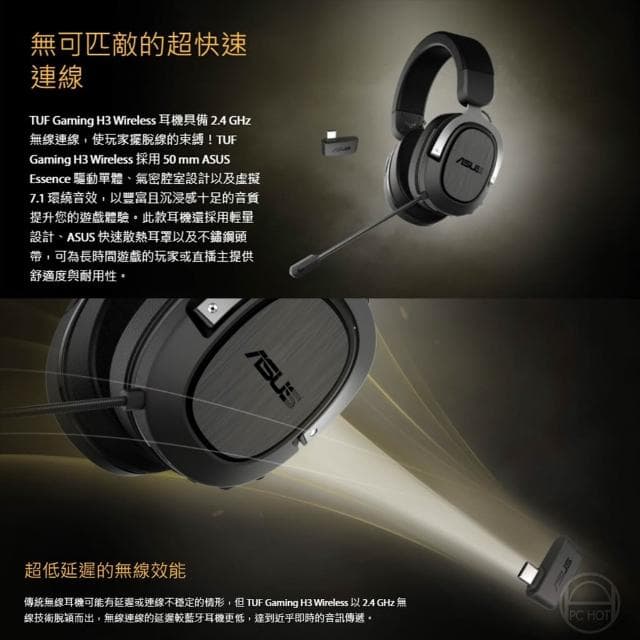 【ASUS 華碩】ASUS 華碩 TUF Gaming H3 Wireless 耳罩式耳機 無線耳機 電競耳機 華碩耳機 超長續航