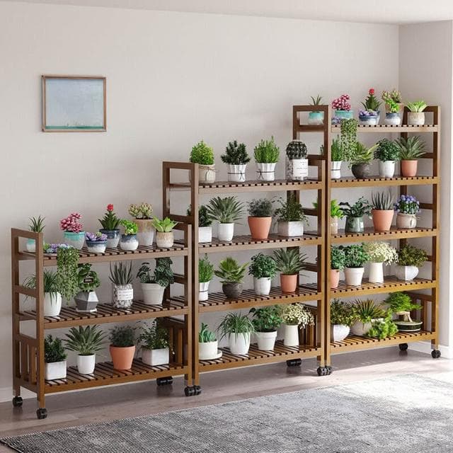 可移動花架陽臺帶滾輪落地戶外花架子花盆架大廳盆栽架客廳植物架