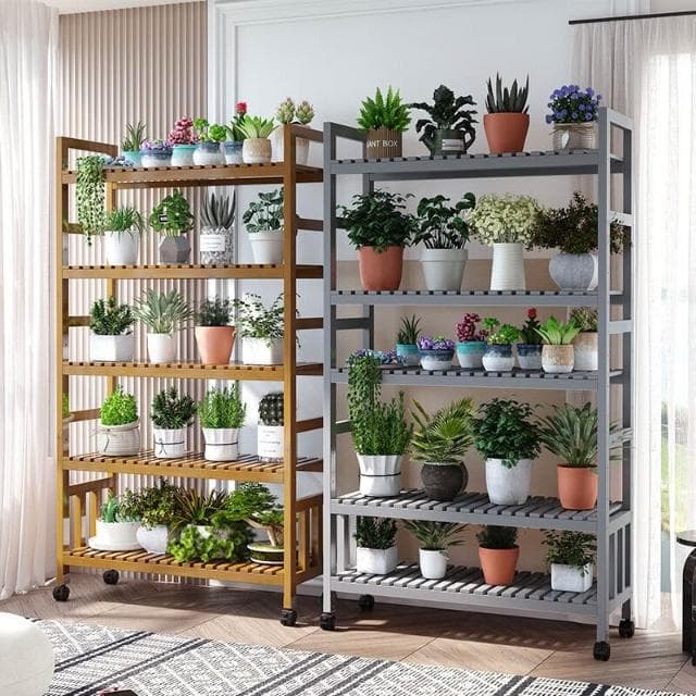 可移動花架陽臺帶滾輪落地戶外花架子花盆架大廳盆栽架客廳植物架