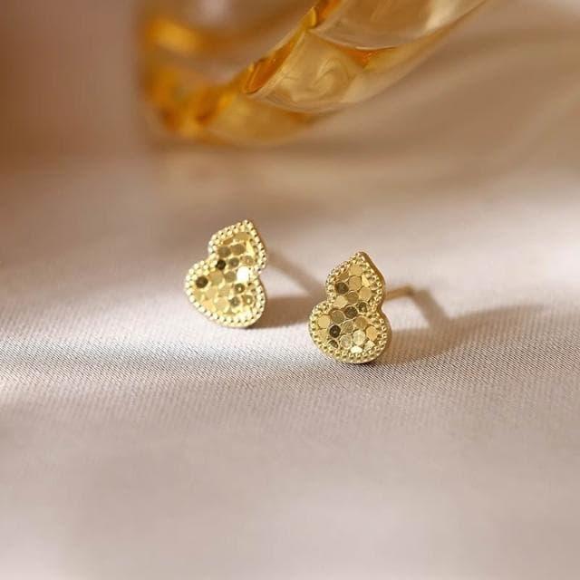 🎗飾間首飾鋪 S925純銀針龍鱗葫蘆耳環首飾女時尚高級感福祿耳飾耳釘飾品