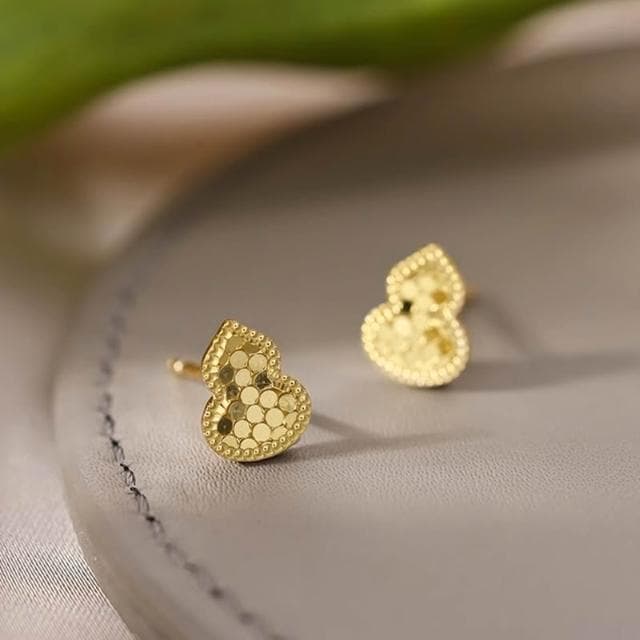 🎗飾間首飾鋪 S925純銀針龍鱗葫蘆耳環首飾女時尚高級感福祿耳飾耳釘飾品