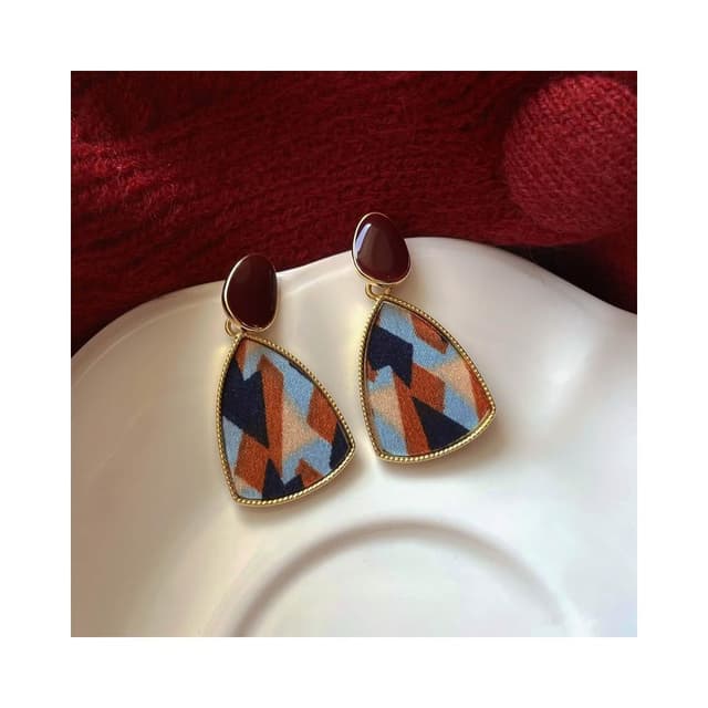 🎗飾間首飾鋪 紅色蚊香盤耳夾女復古美拉德耳飾彩虹拼接耳環