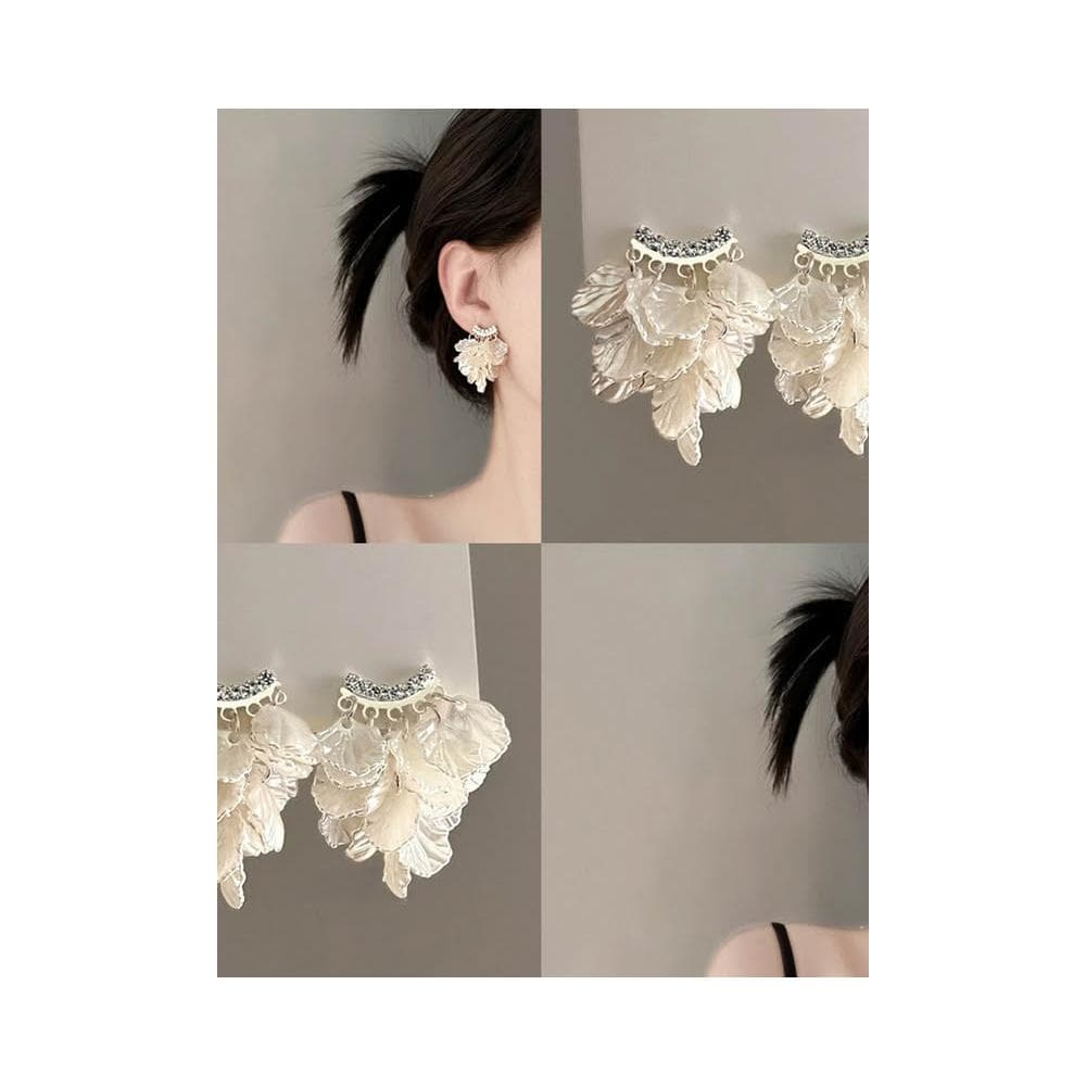 🎗飾間首飾鋪 超仙法式貝殼花瓣流蘇耳環小眾精緻百搭耳環耳飾拎環女