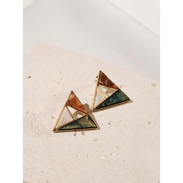 🎗飾間首飾鋪 幾何松石三角耳環女復古港風氣質耳環耳飾