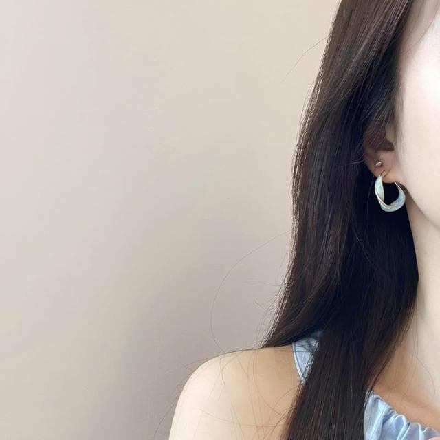 🎗飾間首飾鋪 法式滴釉藍色純銀耳圈女小眾耳環設計感高級耳環2025新款爆款耳飾