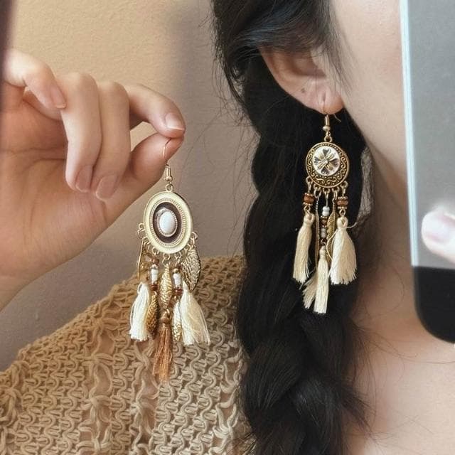 🎗飾間首飾鋪 波希米亞長流蘇耳環女高級感度假風個性誇張耳環復古民族風耳飾
