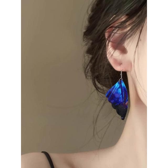 🎗飾間首飾鋪 復古孔藍蝴蝶耳環高級感波西米亞民族風耳飾精緻耳環