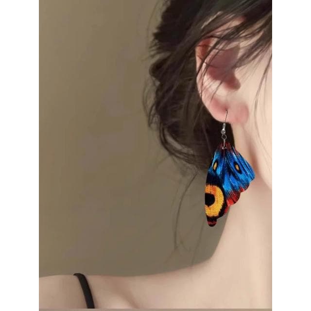 🎗飾間首飾鋪 復古孔藍蝴蝶耳環高級感波西米亞民族風耳飾精緻耳環