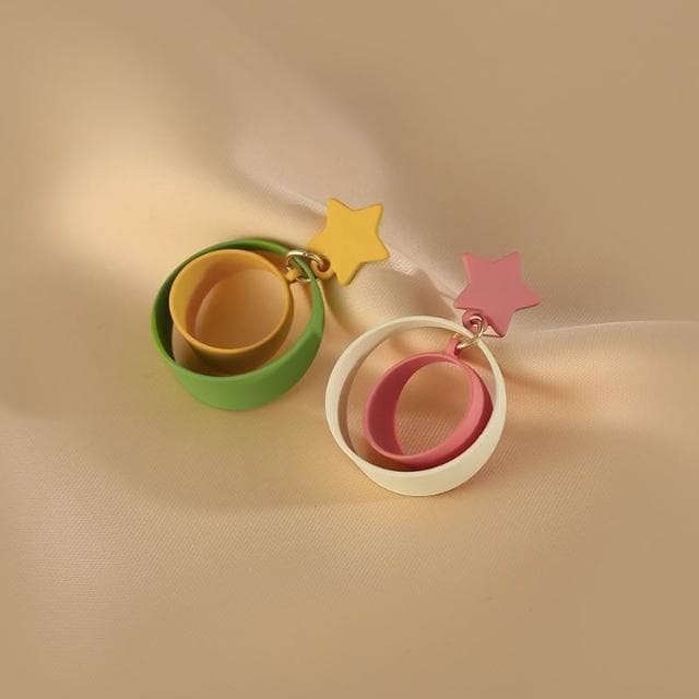 🎗飾間首飾鋪 花跡五角星耳環女獨特耳飾氣質撞色耳墜