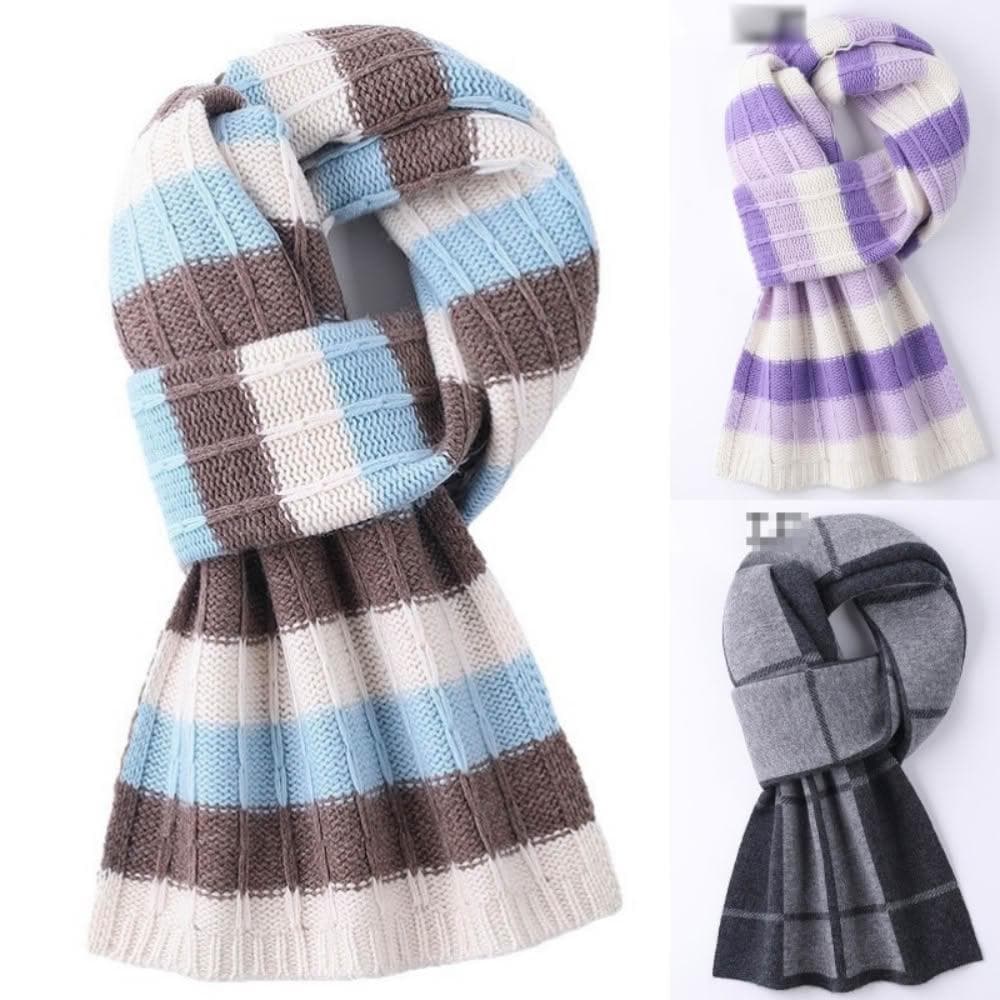 【米蘭精品】現貨+預購 頂級100%羊毛圍巾圍脖秋冬季加絨厚磅保暖針織圍巾休閒-韓版撞色男女配件74mi2