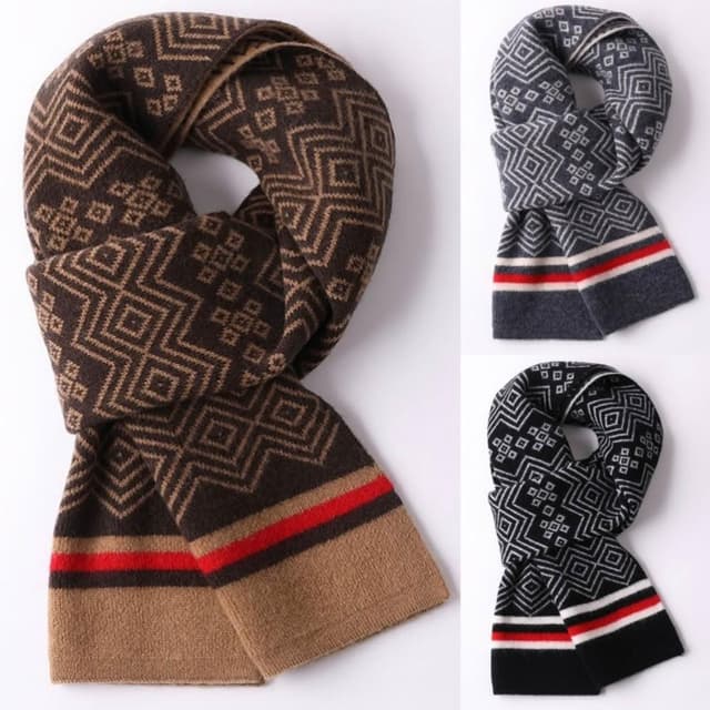 【米蘭精品】現貨+預購 頂級100%羊毛圍巾圍脖秋冬季加絨厚磅保暖針織圍巾休閒-情侶格子男女配件74mi11