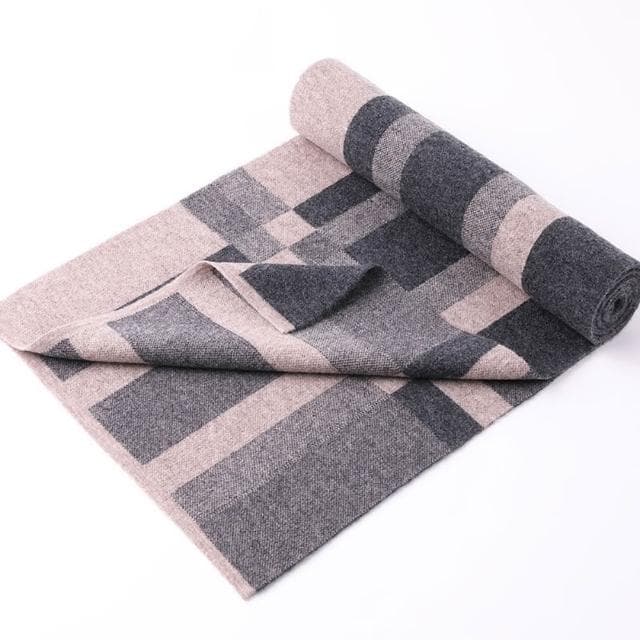 【米蘭精品】現貨+預購 頂級100%羊毛圍巾圍脖秋冬季加絨厚磅保暖針織圍巾休閒-格子秋冬簡約男女配件74mi18