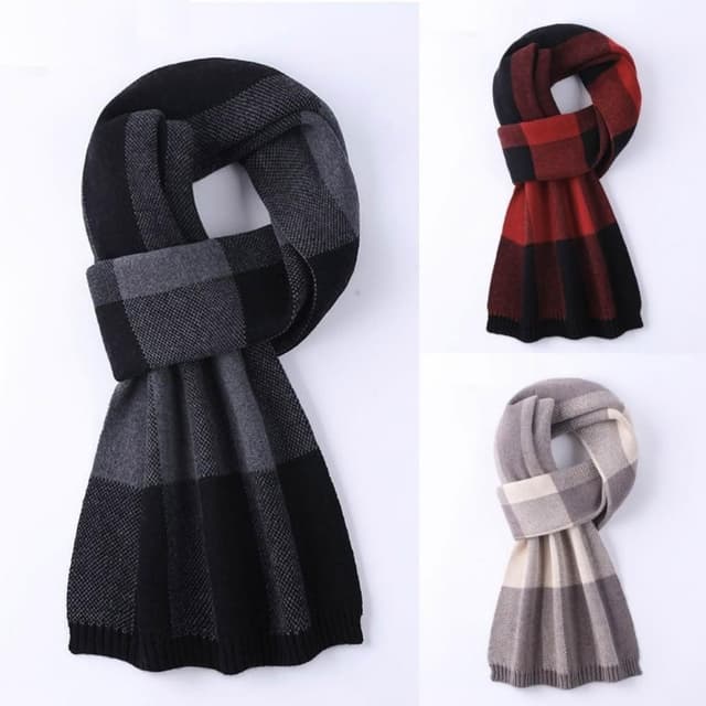 【米蘭精品】現貨+預購 頂級羊毛圍巾羊絨圍脖秋冬季加絨厚磅保暖針織圍巾休閒-格紋百搭韓版男女配件74mi55