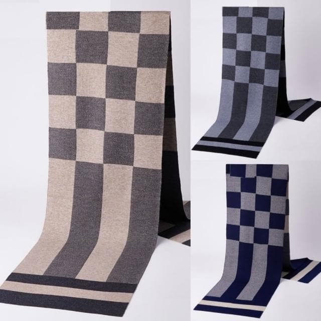 【米蘭精品】現貨+預購 頂級羊毛圍巾羊絨圍脖秋冬季加絨厚磅保暖針織圍巾休閒-格紋圍巾時尚男女配件74mi81