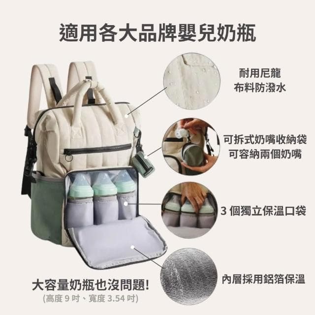 官方授權【美國Bagsmart】多功能育兒包 25L 媽媽包 後背包 輕巧容量 多隔層 育嬰用品 尿布墊 防水衣物袋