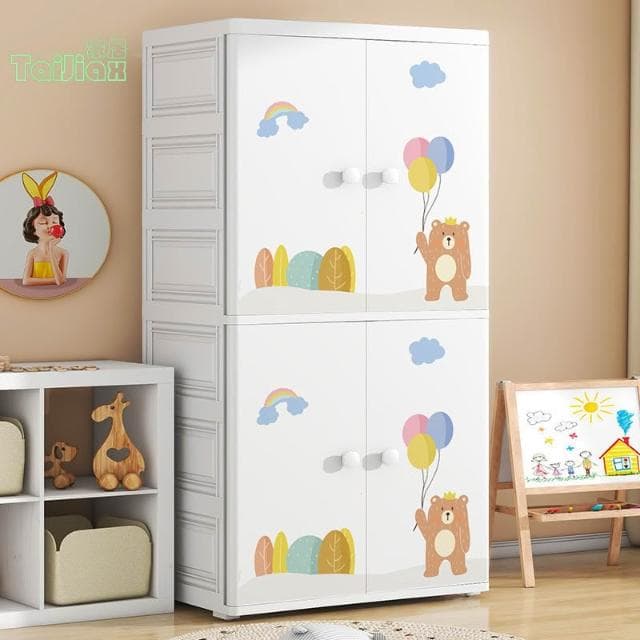 60cm雙開門收納櫃 嬰兒寶寶衣物奶粉整理儲物櫃 家用臥室加大衣櫥櫃 抽屜櫃 置物櫃 衣櫥 衣櫃 整理櫃 雙門收納櫃