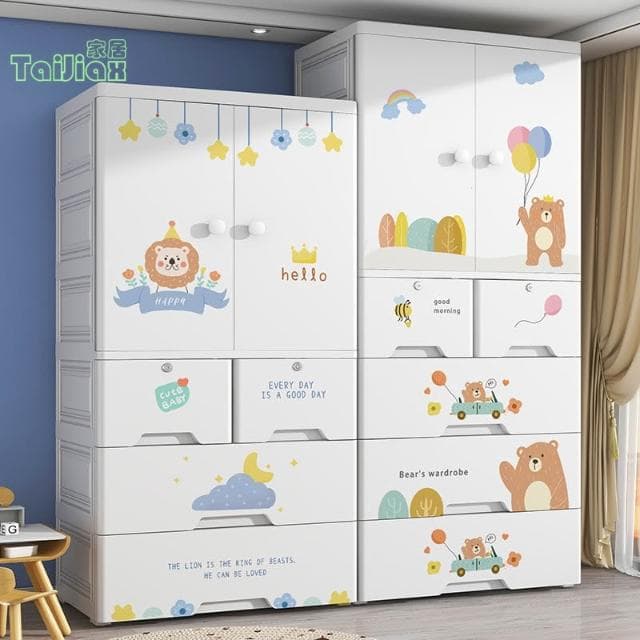 60cm雙開門收納櫃 嬰兒寶寶衣物奶粉整理儲物櫃 家用臥室加大衣櫥櫃 抽屜櫃 置物櫃 衣櫥 衣櫃 整理櫃 雙門收納櫃