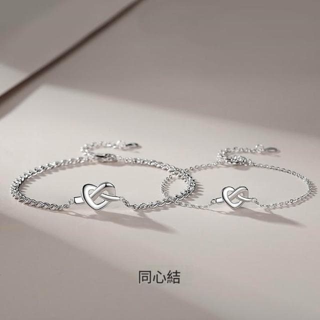 【巴黎精品】現貨+預購 頂級925純銀手鍊情侶手鏈女首飾情人節禮物-愛戀同心結情侶手鍊男女飾品a1li84