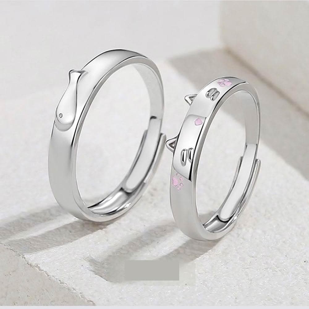 【巴黎精品】現貨+預購 頂級925純銀戒指婚戒女鑽戒開口戒子情侶對戒尾戒情人節禮物-貓與魚男女飾品a1li49