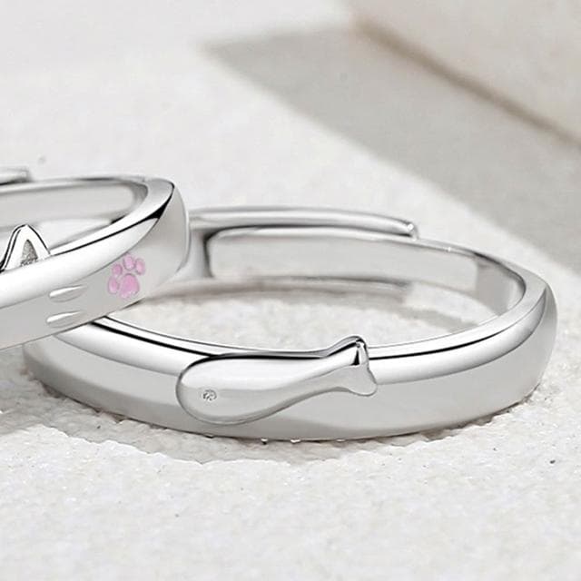 【巴黎精品】現貨+預購 頂級925純銀戒指婚戒女鑽戒開口戒子情侶對戒尾戒情人節禮物-貓與魚男女飾品a1li49