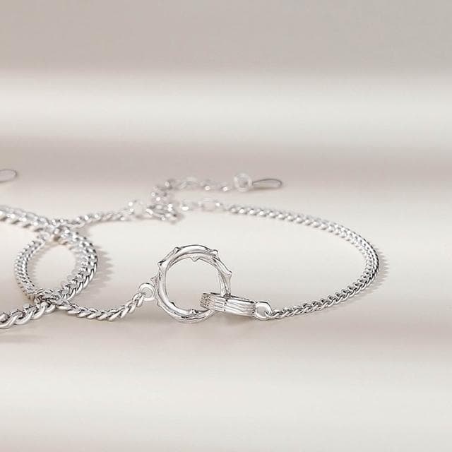 【巴黎精品】現貨+預購 頂級925純銀手鍊情侶手鏈女首飾情人節禮物-荊棘莫比烏斯情侶手鍊男女飾品a1li21