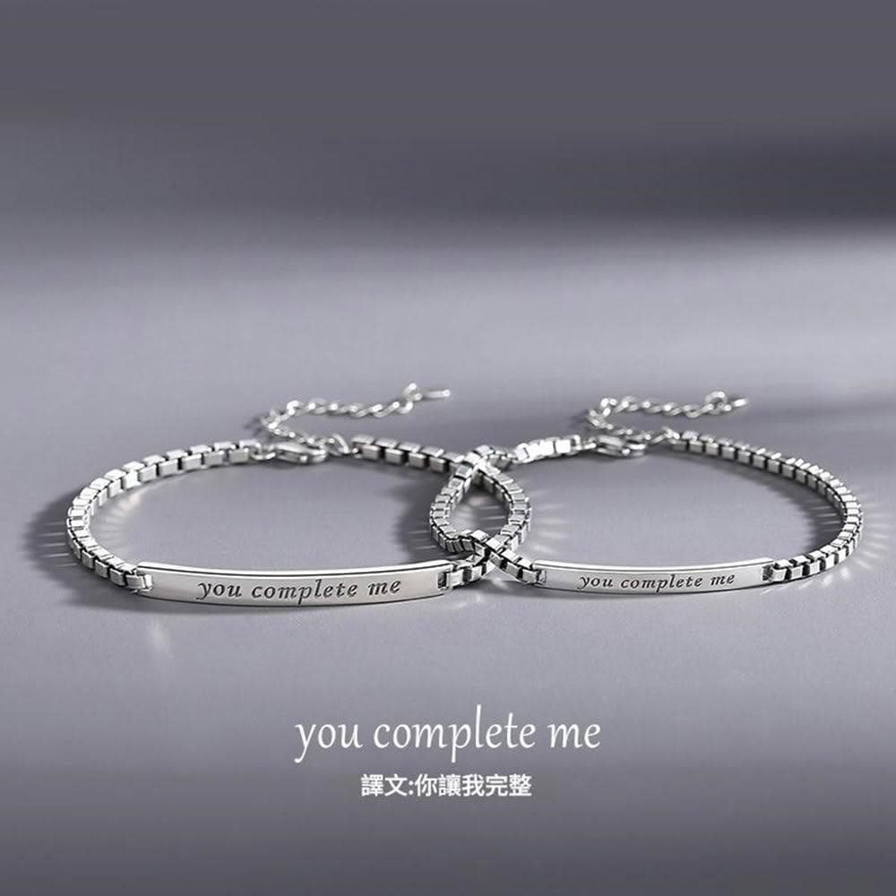 【巴黎精品】現貨+預購 頂級925純銀手鍊情侶手鏈女首飾情人節禮物-韓版幾何字母盒情侶手鍊男女飾品a1li39