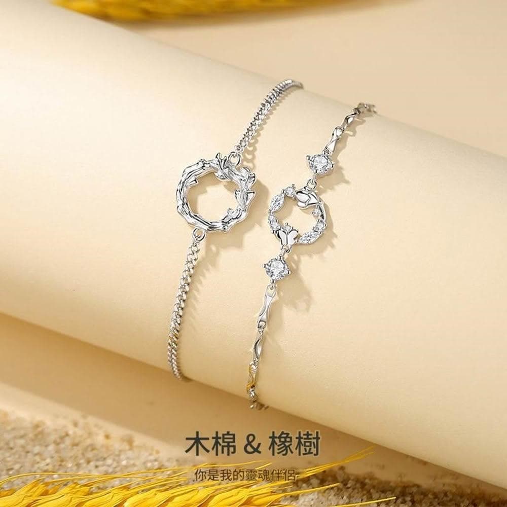 【巴黎精品】現貨+預購 頂級925純銀手鍊情侶手鏈女首飾情人節禮物-木棉與橡樹情侶手鍊男女飾品a1li26