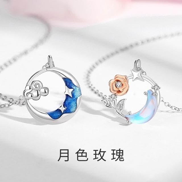 【巴黎精品】現貨+預購 頂級925純銀項鍊女項鍊項鏈鎖骨鍊情人節禮物情侶對鍊-月色玫瑰純銀男女飾品a1li20