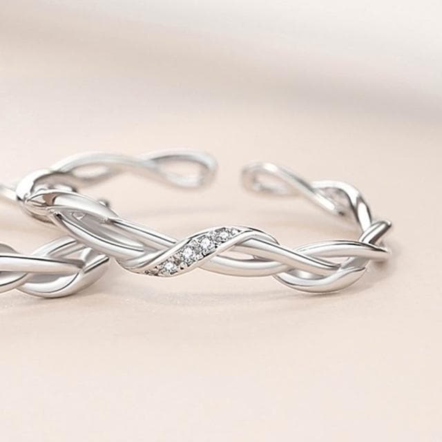 【巴黎精品】現貨+預購 頂級925純銀戒指婚戒女鑽戒開口戒情侶對戒尾戒情人節禮物-交織莫比男女飾品a1li14