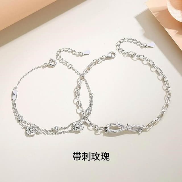 【巴黎精品】現貨+預購 頂級925純銀手鍊情侶手鏈女首飾情人節禮物-荊棘玫瑰情侶男女飾品a1li9