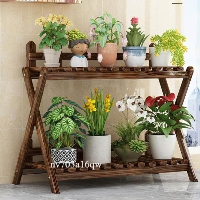 实木多层花架 阳台客厅室内落地式多肉绿萝植物花盆摆放层架 置物架 花架 盆栽架 陽台花架 園藝花架