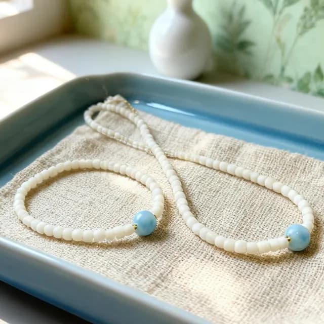 【Paiya 派亞】簡約不撞款！3.5mm猛瑪+8mm海紋石雙材質項鍊手鍊彈力繩 二選一