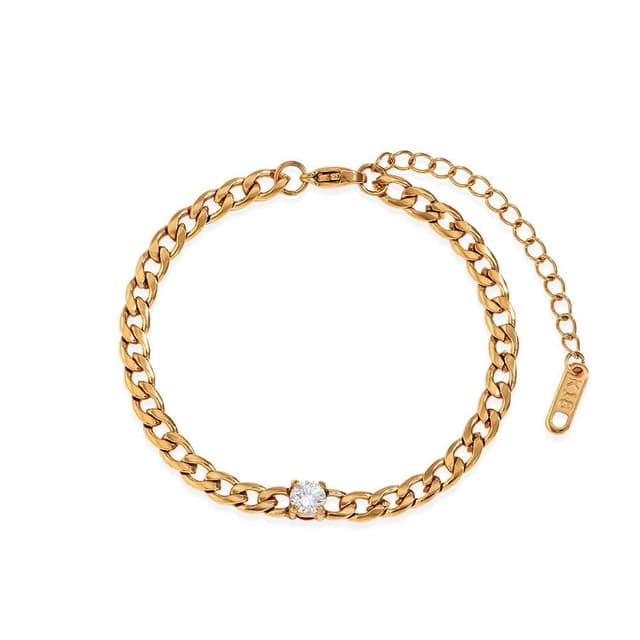 【Poesie】RADIANT｜圓形｜鑲鑽｜單鑽｜古巴｜手鍊