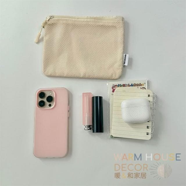 【Warm House Decor 暖和家居】網格拉鍊收納小包 (防水拉鍊包 口紅包 零錢包 耳機包 )
